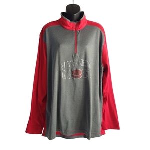 Ultra Club Cool & Dry Hockey Mom Women's Red Gray Longsleeve T-shirt Size XL